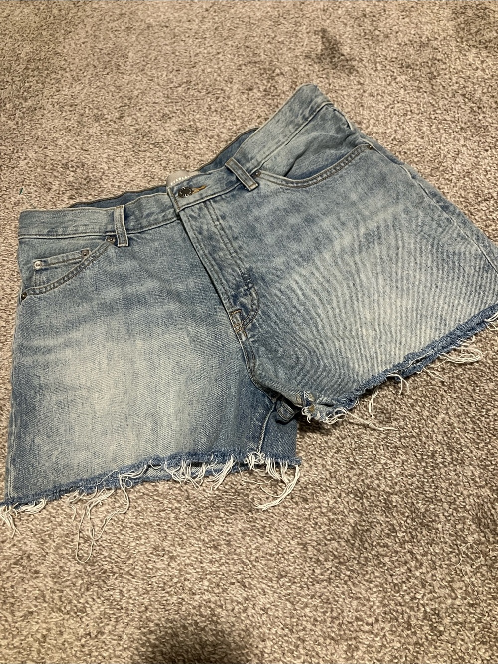 EVERLANE CUTOFF CHEEKY JEAN SHORTS MEDIUM WASH HIGH RISE BUTTON FLY SZ 29